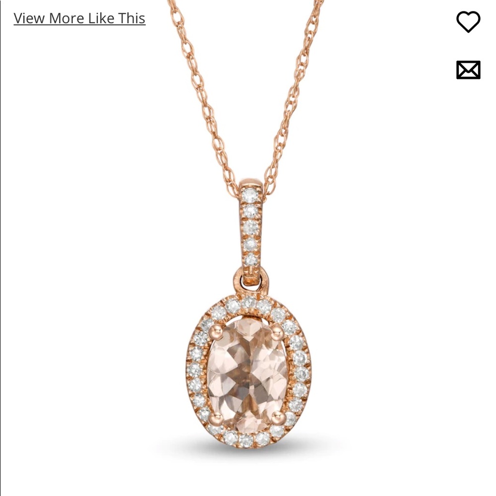 10K Rose Gold Morganite Necklace with Diamonds